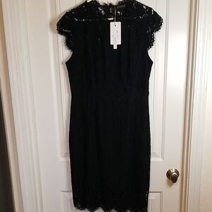 Chic Black Lace Midi Dress Size Large By Merokeety New With Tags
